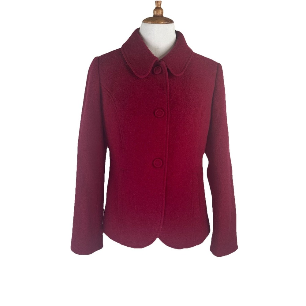 VTG Pendleton 100% Wool‎ Jacket Blazer Coat Red 3 Button Pleated Back Womens S